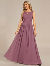Load image into Gallery viewer, Color=Purple Orchid | Wholesale Sleeveless Embroidered Round Neck A-Line Floor Length Bridesmaid Dresses-Purple Orchid 11