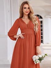 Load image into Gallery viewer, Color=Burnt Orange | Maxi Long Chiffon Wholesale Evening Dresses With Long Sleeves-Burnt Orange 11