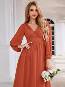 Color=Burnt Orange | Maxi Long Chiffon Wholesale Evening Dresses With Long Sleeves-Burnt Orange 11