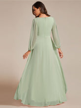 Load image into Gallery viewer, Color=Mint Green | Maxi Long Chiffon Wholesale Evening Dresses With Long Sleeves-Mint Green 16