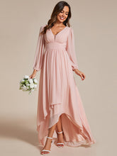 Load image into Gallery viewer, Color=Pink | Maxi Long Chiffon Wholesale Evening Dresses With Long Sleeves-Pink 3