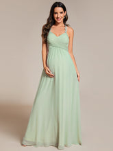Load image into Gallery viewer, Color=Mint Green | Chiffon Halter Neck Backless Cross Strap Bridesmaid Dress-Mint Green 4
