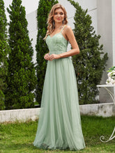 Load image into Gallery viewer, Shimmer Cross-Back Straps Wholesale Tulle Bridesmaid Dress with sleeveless_Mint Green