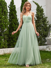 Load image into Gallery viewer, Shimmer Cross-Back Straps Wholesale Tulle Bridesmaid Dress with sleeveless_Mint Green