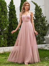 Load image into Gallery viewer, Shimmer Cross-Back Straps Wholesale Tulle Bridesmaid Dress with sleeveless #color_Pink