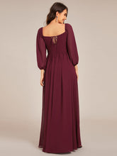 Load image into Gallery viewer, Color=Burgundy | Graceful Sweetheart 3/4 Lantern Sleeve Chiffon Bridesmaid Dresses with Frenulum knotting-Burgundy 2