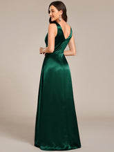 Load image into Gallery viewer, Color=Dark Green | Elegant Deep V-Neck Floor Length Empire Waist Satin Bridesmaid Dresses with Pockets-Dark Green 37