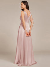 Load image into Gallery viewer, Color=Mauve | Elegant Deep V-Neck Floor Length Empire Waist Satin Bridesmaid Dresses with Pockets-Mauve 27