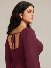 Load image into Gallery viewer, Color=Burgundy | Volume Discounts Long Sleeve Ruched A-Line Maxi Dress with Square Neck | Bridesmaid Dresses-Burgundy 8