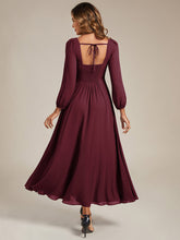 Load image into Gallery viewer, Color=Burgundy | Volume Discounts Long Sleeve Ruched A-Line Maxi Dress with Square Neck | Bridesmaid Dresses-Burgundy 2