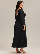 Load image into Gallery viewer, Color=Black | Volume Discounts Long Sleeve Ruched A-Line Maxi Dress with Square Neck | Bridesmaid Dresses-Black 17