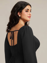 Load image into Gallery viewer, Color=Black | Volume Discounts Long Sleeve Ruched A-Line Maxi Dress with Square Neck | Bridesmaid Dresses-Black 18
