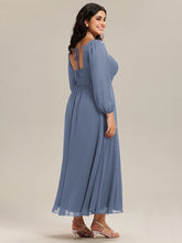 Load image into Gallery viewer, Color=Dusty Blue | Volume Discounts Long Sleeve Ruched A-Line Maxi Dress with Square Neck | Bridesmaid Dresses-Dusty Blue 27