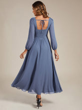 Load image into Gallery viewer, Color=Dusty Blue | Volume Discounts Long Sleeve Ruched A-Line Maxi Dress with Square Neck | Bridesmaid Dresses-Dusty Blue 22