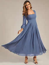 Load image into Gallery viewer, Color=Dusty Blue | Volume Discounts Long Sleeve Ruched A-Line Maxi Dress with Square Neck | Bridesmaid Dresses-Dusty Blue 24
