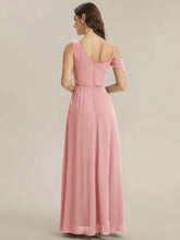 Load image into Gallery viewer, Color=Dusty Rose | Wholesale Short Sleeves Asymmetrical Sequin A-Line Floor Length Bridesmaid Dresses-Dusty Rose 2