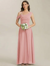 Load image into Gallery viewer, Color=Dusty Rose | Wholesale Short Sleeves Asymmetrical Sequin A-Line Floor Length Bridesmaid Dresses-Dusty Rose 5