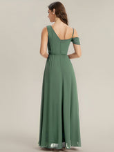 Load image into Gallery viewer, Color=Eucalyptus | Wholesale Short Sleeves Asymmetrical Sequin A-Line Floor Length Bridesmaid Dresses 2