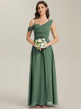 Load image into Gallery viewer, Color=Eucalyptus | Wholesale Short Sleeves Asymmetrical Sequin A-Line Floor Length Bridesmaid Dresses 4