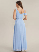 Load image into Gallery viewer, Color=Ice Blue | Wholesale Short Sleeves Asymmetrical Sequin A-Line Floor Length Bridesmaid Dresses 2