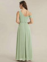 Load image into Gallery viewer, Color=Mint Green | Wholesale Short Sleeves Asymmetrical Sequin A-Line Floor Length Bridesmaid Dresses-Mint Green 7