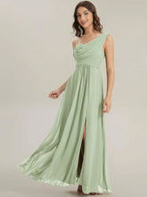 Load image into Gallery viewer, Color=Mint Green | Wholesale Short Sleeves Asymmetrical Sequin A-Line Floor Length Bridesmaid Dresses-Mint Green 9