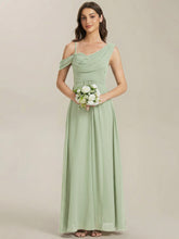 Load image into Gallery viewer, Color=Mint Green | Wholesale Short Sleeves Asymmetrical Sequin A-Line Floor Length Bridesmaid Dresses-Mint Green 10