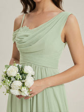 Load image into Gallery viewer, Color=Mint Green | Wholesale Short Sleeves Asymmetrical Sequin A-Line Floor Length Bridesmaid Dresses-Mint Green 8