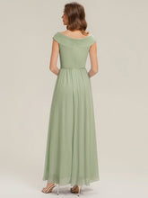 Load image into Gallery viewer, Color=Mint Green | Commercial Wholesale Sleeveless Off Shoulder Deep V-Neck Pleated A-Line Floor Length Bridesmaid Dresses-Mint Green 12