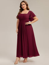 Load image into Gallery viewer, Color=Burgundy | Fast Delivery Short Sleeve Ruffle Backless Ruched A-Line Floor Length Bridesmaid Dresses-Burgundy 9