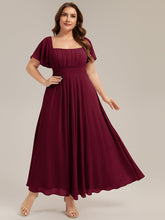 Load image into Gallery viewer, Color=Burgundy | Fast Delivery Short Sleeve Ruffle Backless Ruched A-Line Floor Length Bridesmaid Dresses-Burgundy 10