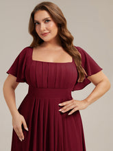 Load image into Gallery viewer, Color=Burgundy | Fast Delivery Short Sleeve Ruffle Backless Ruched A-Line Floor Length Bridesmaid Dresses-Burgundy 8