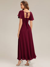 Load image into Gallery viewer, Color=Burgundy | Fast Delivery Short Sleeve Ruffle Backless Ruched A-Line Floor Length Bridesmaid Dresses-Burgundy 2