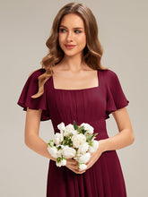 Load image into Gallery viewer, Color=Burgundy | Fast Delivery Short Sleeve Ruffle Backless Ruched A-Line Floor Length Bridesmaid Dresses-Burgundy 3