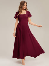 Load image into Gallery viewer, Color=Burgundy | Fast Delivery Short Sleeve Ruffle Backless Ruched A-Line Floor Length Bridesmaid Dresses-Burgundy 1