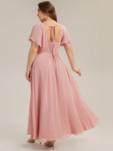 Load image into Gallery viewer, Color=Dusty Rose | Fast Delivery Short Sleeve Ruffle Backless Ruched A-Line Floor Length Bridesmaid Dresses-Dusty Rose 17