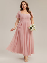 Load image into Gallery viewer, Color=Dusty Rose | Fast Delivery Short Sleeve Ruffle Backless Ruched A-Line Floor Length Bridesmaid Dresses-Dusty Rose 16