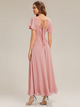 Load image into Gallery viewer, Color=Dusty Rose | Fast Delivery Short Sleeve Ruffle Backless Ruched A-Line Floor Length Bridesmaid Dresses-Dusty Rose 12