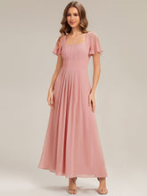 Load image into Gallery viewer, Color=Dusty Rose | Fast Delivery Short Sleeve Ruffle Backless Ruched A-Line Floor Length Bridesmaid Dresses-Dusty Rose 15