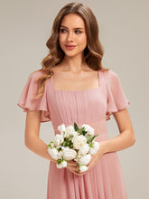 Load image into Gallery viewer, Color=Dusty Rose | Fast Delivery Short Sleeve Ruffle Backless Ruched A-Line Floor Length Bridesmaid Dresses-Dusty Rose 13