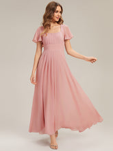 Load image into Gallery viewer, Color=Dusty Rose | Fast Delivery Short Sleeve Ruffle Backless Ruched A-Line Floor Length Bridesmaid Dresses-Dusty Rose 11