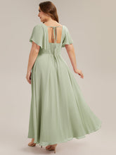 Load image into Gallery viewer, Color=Mint Green | Fast Delivery Short Sleeve Ruffle Backless Ruched A-Line Floor Length Bridesmaid Dresses-Mint Green 27