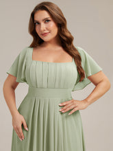 Load image into Gallery viewer, Color=Mint Green | Fast Delivery Short Sleeve Ruffle Backless Ruched A-Line Floor Length Bridesmaid Dresses-Mint Green 28