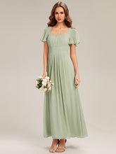 Load image into Gallery viewer, Color=Mint Green | Fast Delivery Short Sleeve Ruffle Backless Ruched A-Line Floor Length Bridesmaid Dresses-Mint Green 24