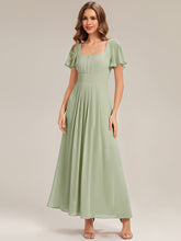 Load image into Gallery viewer, Color=Mint Green | Fast Delivery Short Sleeve Ruffle Backless Ruched A-Line Floor Length Bridesmaid Dresses-Mint Green 25