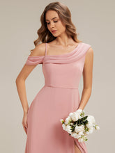 Load image into Gallery viewer, Color=Dusty Rose | Fast Delivery Short Sleeve Asymmetrical A-Line Floor Length Rhinestone Bridesmaid Dresses-Dusty Rose 8