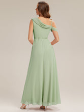 Load image into Gallery viewer, Color=Mint Green | Fast Delivery Short Sleeve Asymmetrical A-Line Floor Length Rhinestone Bridesmaid Dresses-Mint Green 12