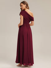 Load image into Gallery viewer, Color=Burgundy | Strapless Asymmetrical A-Line Bridesmaid Dress 2
