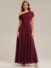 Load image into Gallery viewer, Color=Burgundy | Strapless Asymmetrical A-Line Bridesmaid Dress 3