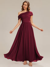 Load image into Gallery viewer, Color=Burgundy | Strapless Asymmetrical A-Line Bridesmaid Dress 1